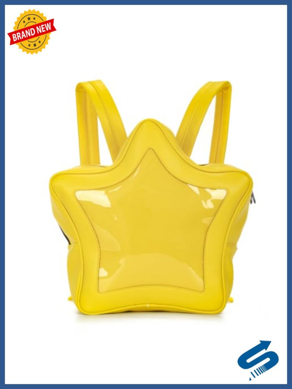 Star-Shaped Kawaii Ita Backpack with Pin Display Window, Faux Leather,